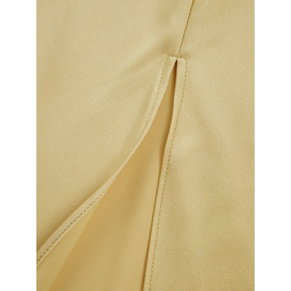 Commense Golden Yellow One Shoulder Satin Backless Maxi Dress with Side Slit S - Picture 13 of 14